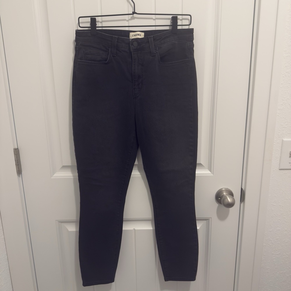 L'AGENCE Margot High Rise Skinny Jeans Dark Graphite Size 29 Made in USA